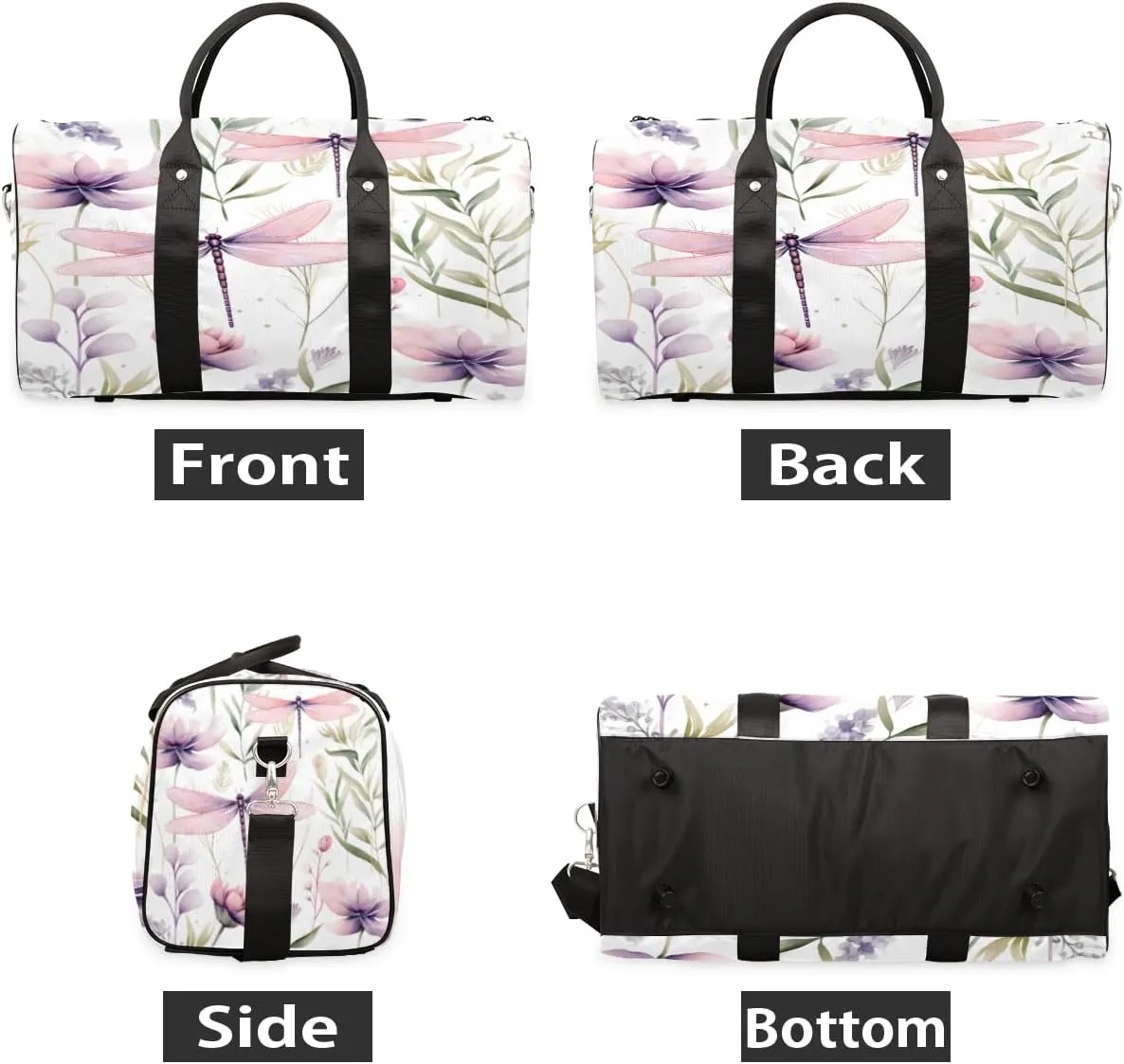 Dragonfly Travel Duffle Bag, Sports Gym Bags for Women Men, Carry On Weekender Overnight Workout Airplane Trips Bag