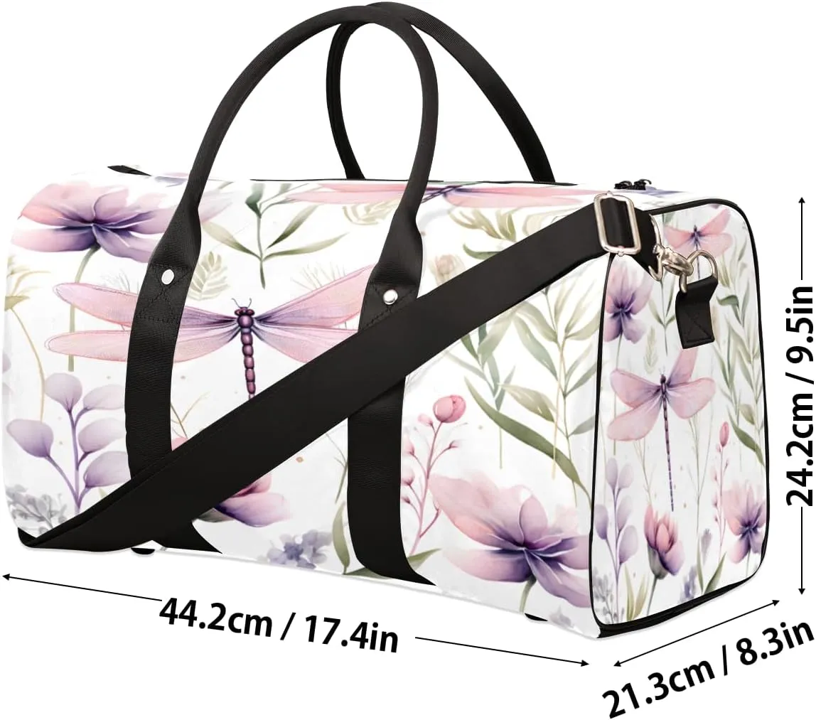 Dragonfly Travel Duffle Bag, Sports Gym Bags for Women Men, Carry On Weekender Overnight Workout Airplane Trips Bag