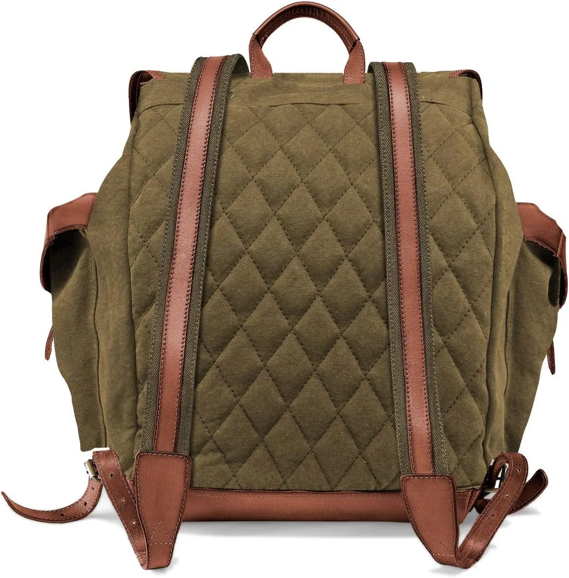 DRAKENSBERG Backpack 'Henry' - classic hiking und hunting rucksack in authentic retro vintage design, ladies, men, sustainably handmade, 30L, canvas, leather, olive-green, DR00127