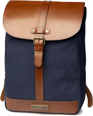 DRAKENSBERG Sailor Bag 'Dean' - small duffle backpack and travel bag in vintage nautic design for traveling and sports, sustainable handmade, 40 L, canvas, leather, navy-blue, DR00158