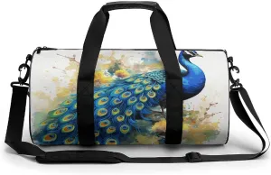 Duffel Bag for Men Women Gym Bag Peacock Watercolor Painting Travel Duffel Bag Waterproof Overnight Bag for Sports Workout