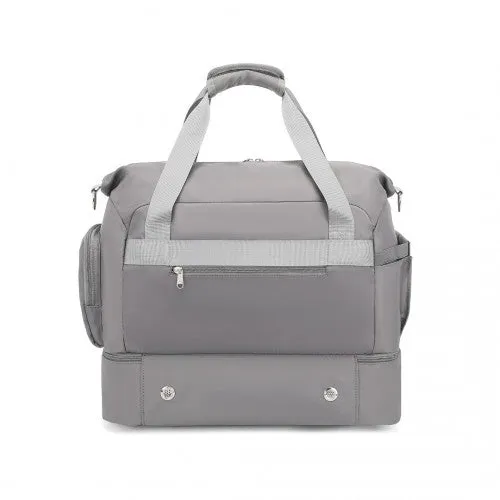 EA2348 - Kono Waterproof Multi-Pocket Travel Duffel Bag Set With Dedicated Shoe Compartment - Grey