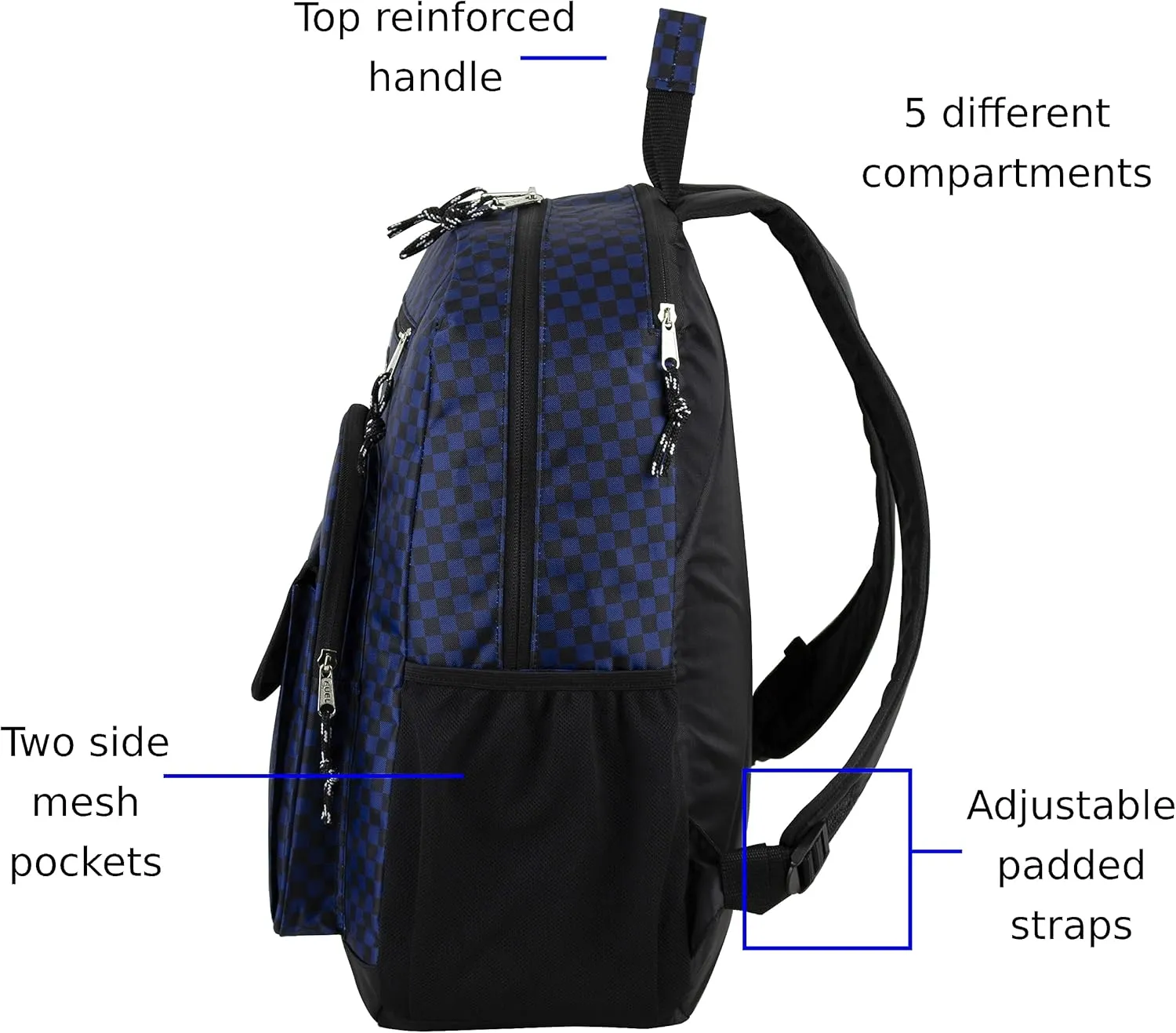 Eastsport Travel Laptop Backpack, Business Water Resistant Slim Sturdy Laptops Backpack College Work Computer Bag Unisex Fits 15" Notebook, Blue Checkerboard
