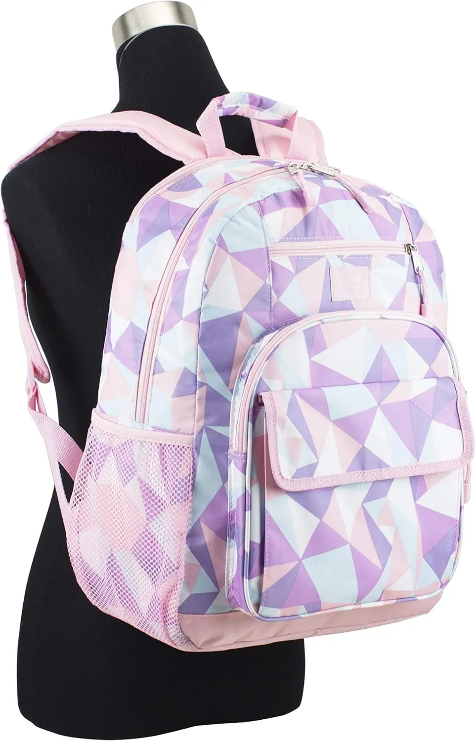 Eastsport Travel Laptop Backpack, Business Water Resistant Slim Sturdy Laptops Backpack College Work Computer Bag Unisex Fits 15" Notebook, Rose Sand Crystal Clear Geo Print