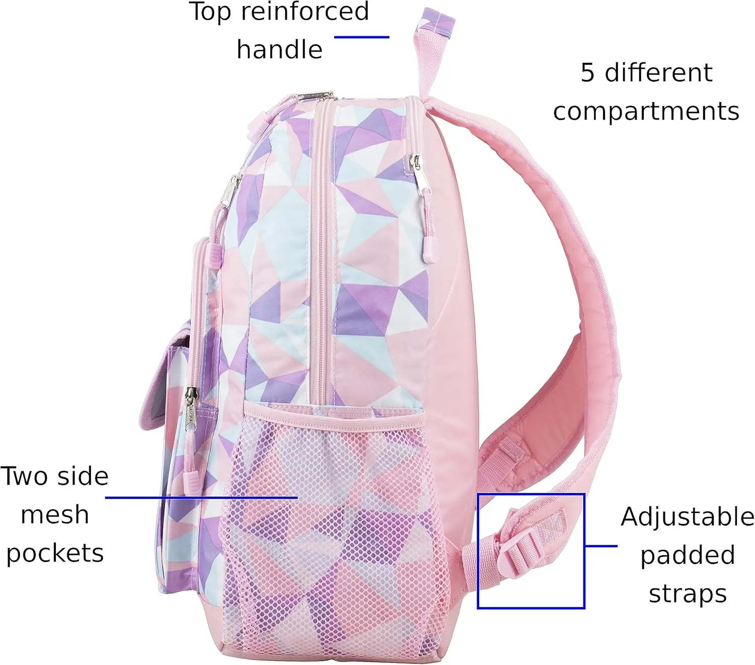 Eastsport Travel Laptop Backpack, Business Water Resistant Slim Sturdy Laptops Backpack College Work Computer Bag Unisex Fits 15" Notebook, Rose Sand Crystal Clear Geo Print