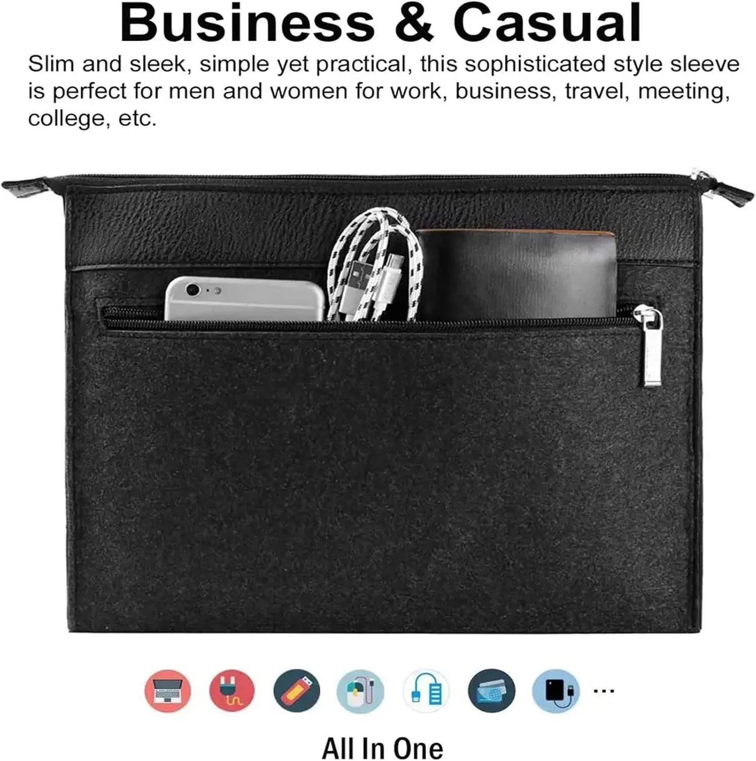 eBigValue Woolen Soft Padded Professional Laptop Sleeve Bag Case Compatible with 15-16 inch MacBook, Dynabook Laptops