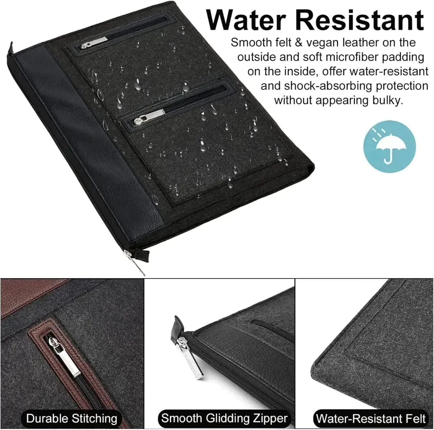 eBigValue Woolen Soft Padded Professional Laptop Sleeve Bag Case Compatible with 15-16 inch MacBook, Dynabook Laptops