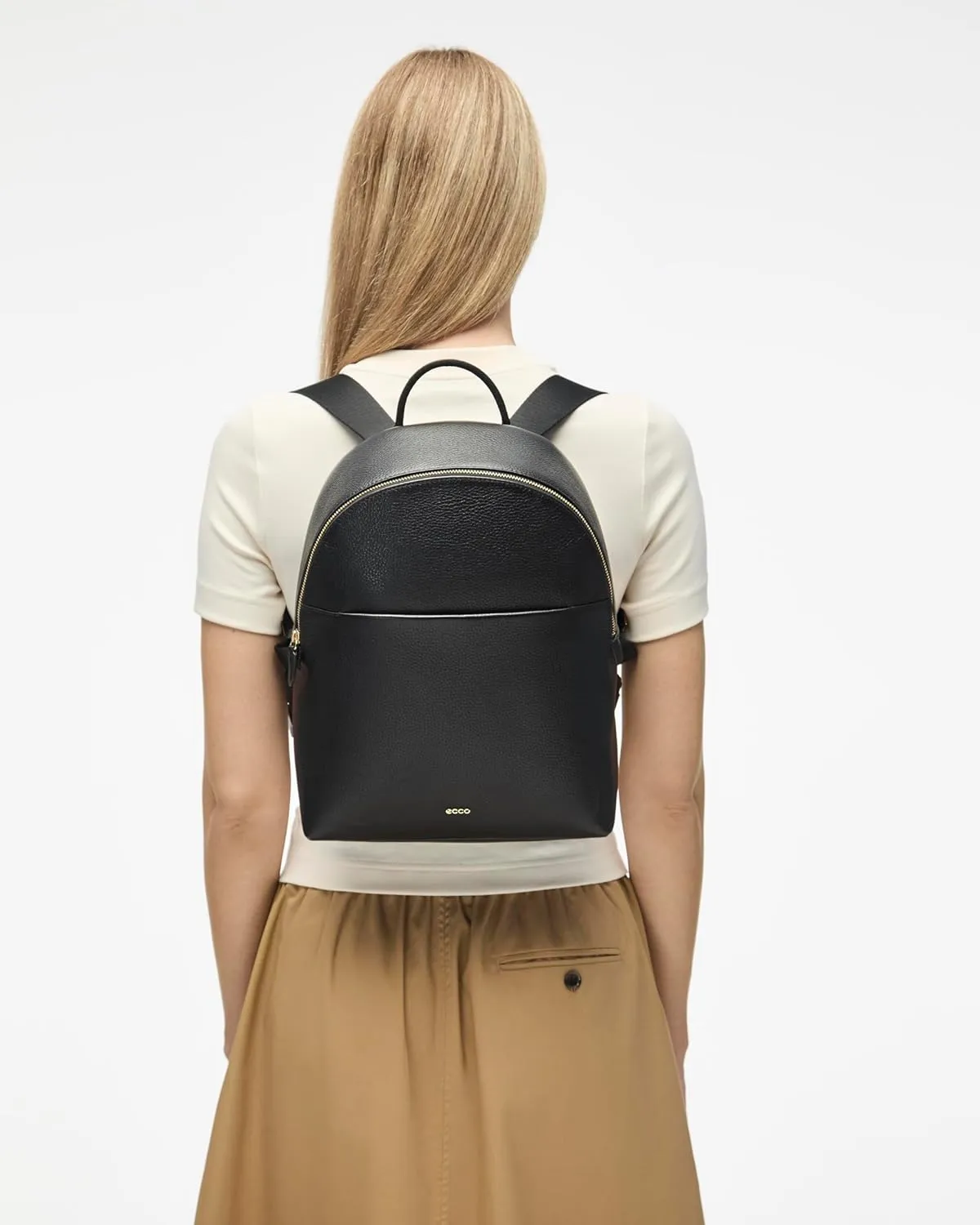 ECCO Medium Leather Backpack, Black