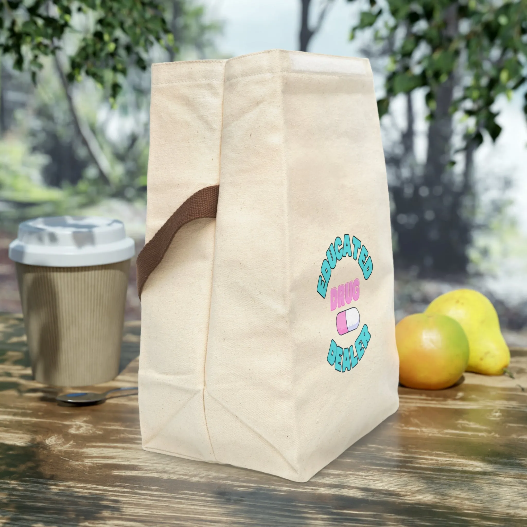 'Educated Drug Dealer' Canvas Lunch Bag With Strap