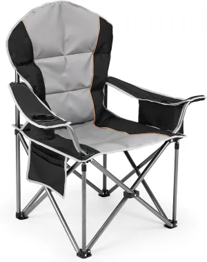 edx Folding Camping Chairs, Outdoor Collapsible Padded Chairs with Cup Holder & Cooler Bag (Blue)