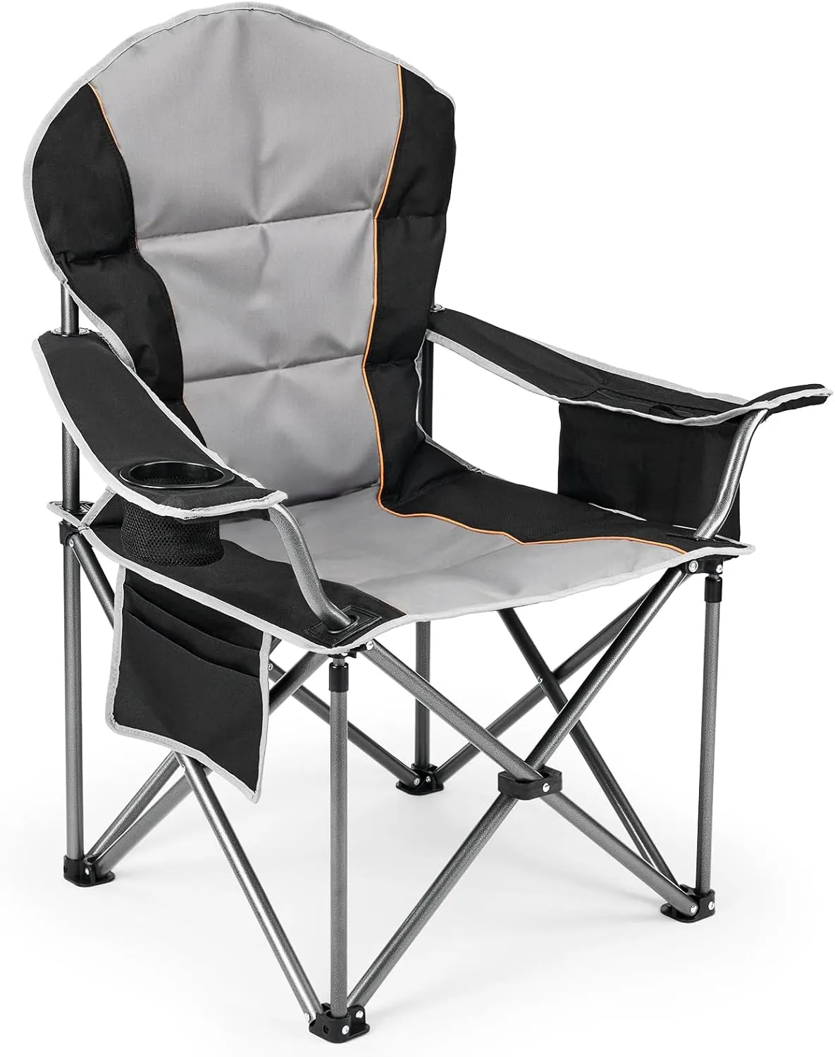 edx Folding Camping Chairs, Outdoor Collapsible Padded Chairs with Cup Holder & Cooler Bag (Blue)