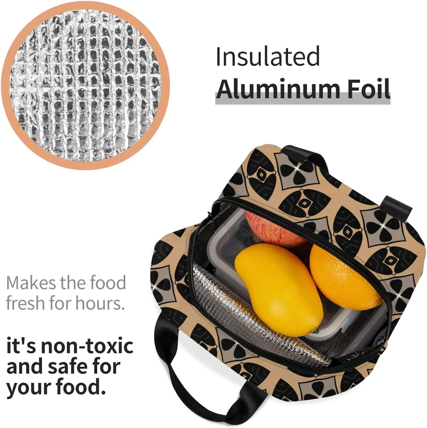 Elliptical Layered Petal Pattern Lunch Bag, Large Capacity Reusable Insulated Cooler Lunch Container For Work Office Picnic Or Travel
