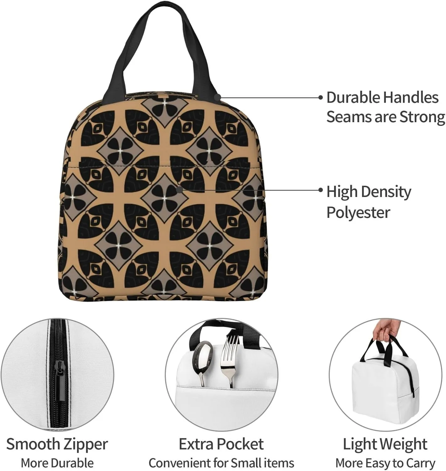 Elliptical Layered Petal Pattern Lunch Bag, Large Capacity Reusable Insulated Cooler Lunch Container For Work Office Picnic Or Travel