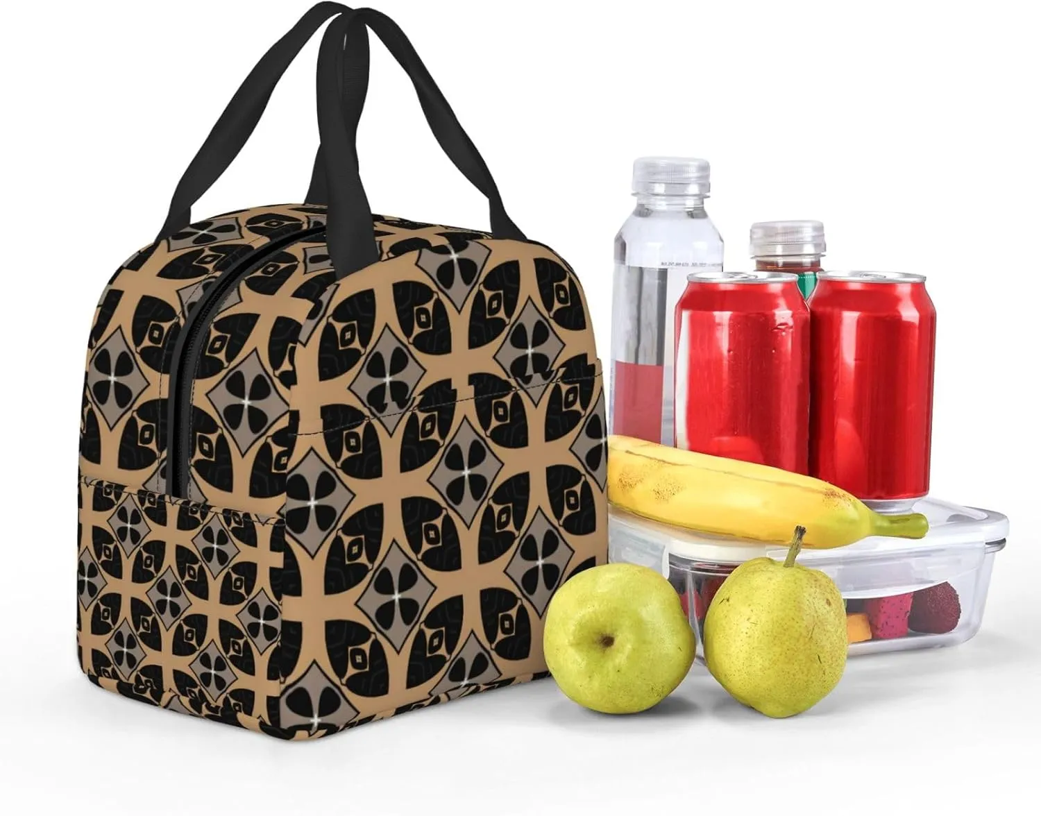 Elliptical Layered Petal Pattern Lunch Bag, Large Capacity Reusable Insulated Cooler Lunch Container For Work Office Picnic Or Travel