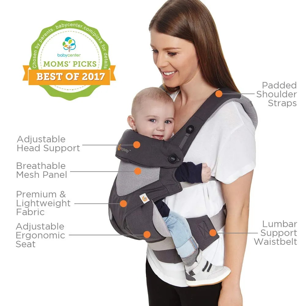 Ergobaby 360 All-Position Baby Carrier with Lumbar Support (12-45 Pounds), Carbon Grey, Cool Air Mesh