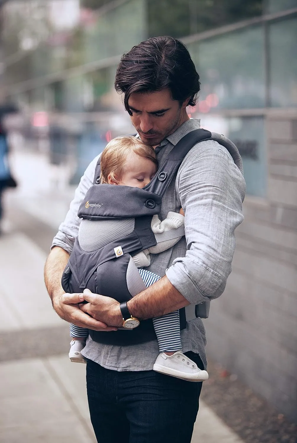 Ergobaby 360 All-Position Baby Carrier with Lumbar Support (12-45 Pounds), Carbon Grey, Cool Air Mesh
