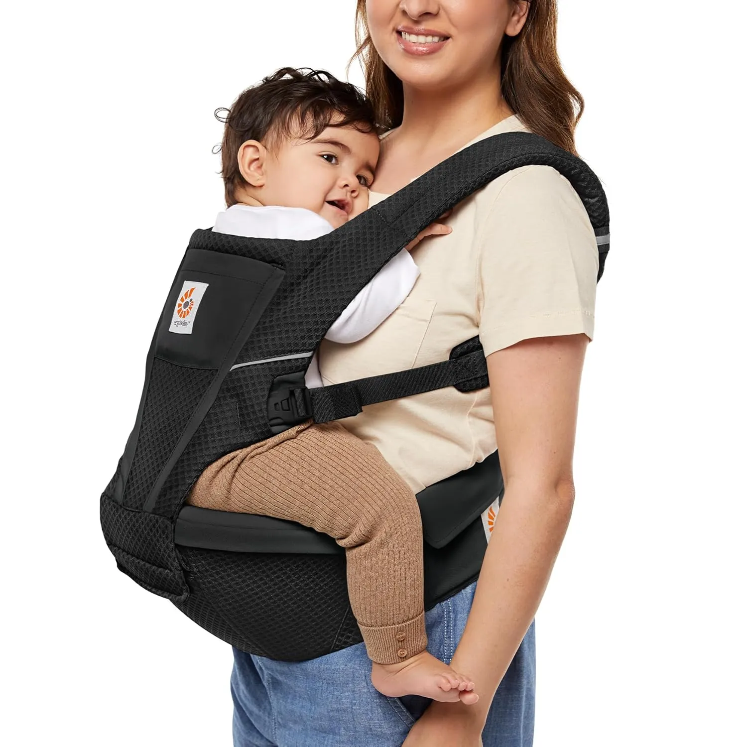 Ergobaby Alta Hip Seat All-Position Breathable Mesh Hip Seat & Carrier, Onyx Black