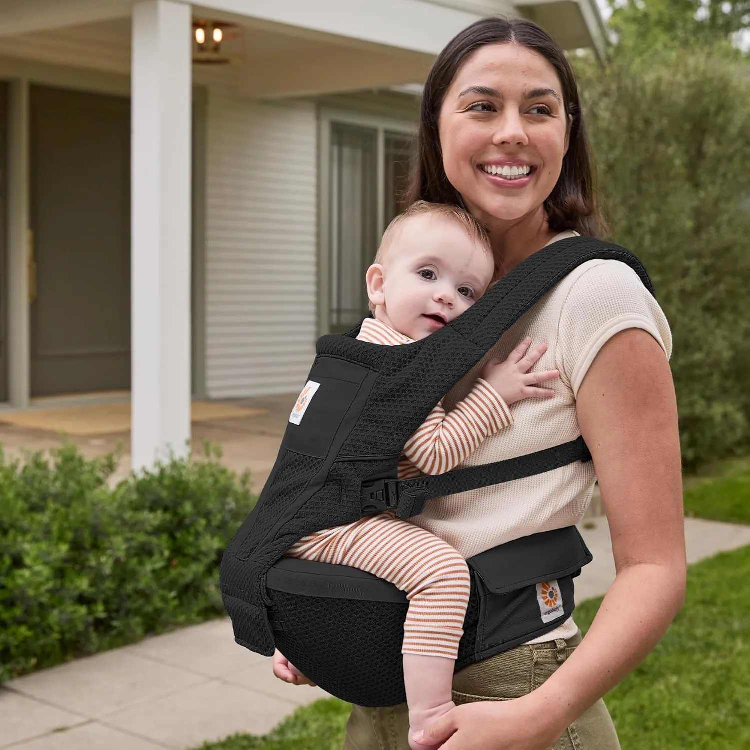 Ergobaby Alta Hip Seat All-Position Breathable Mesh Hip Seat & Carrier, Onyx Black