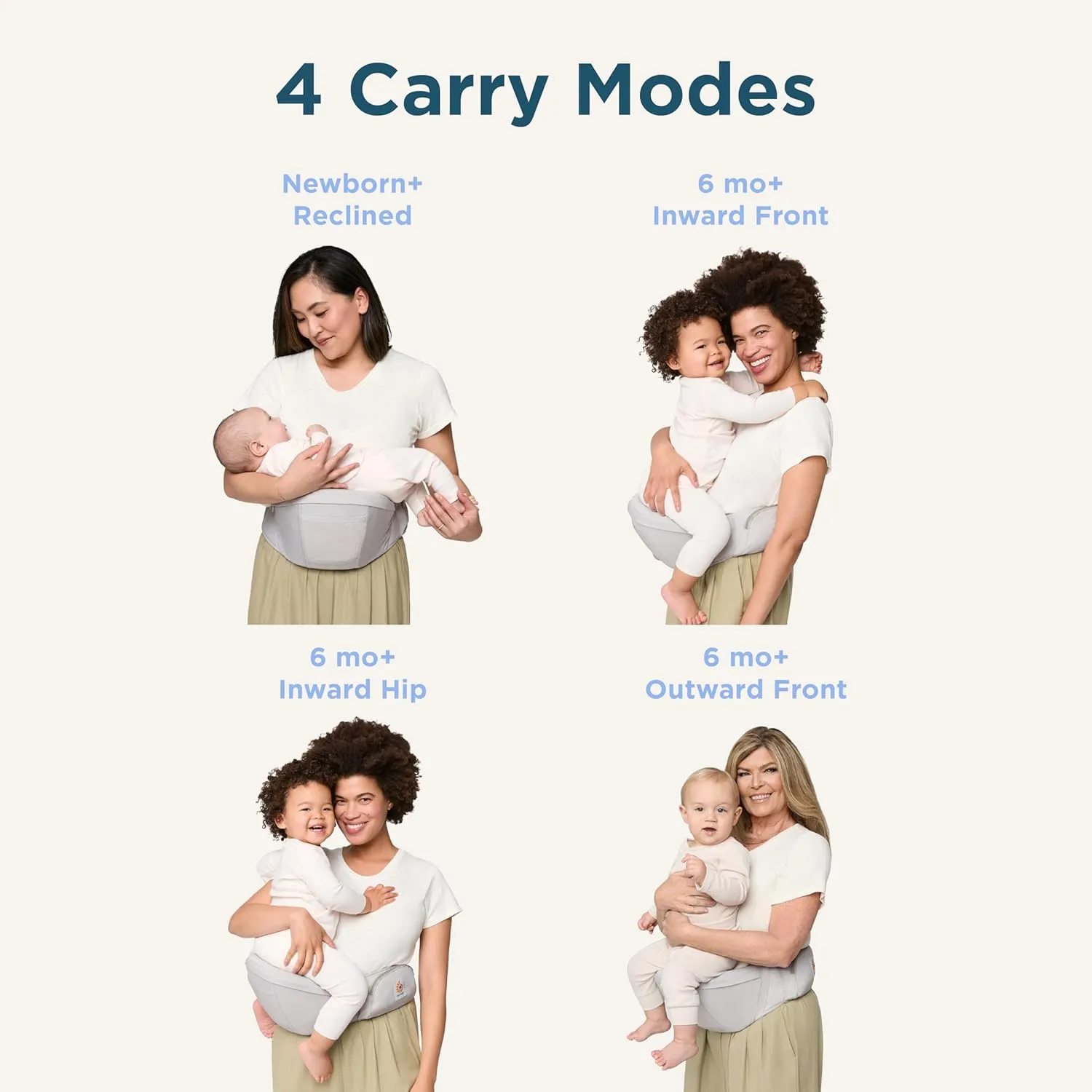 Ergobaby Ergonomic Baby Carrier Hip Seat with Storage, Comfortable Wide Waistbelt and Lumbar Support (17-45 lb) from The Brand Leader in Carriers, Lift Hip Seat, Pearl Grey