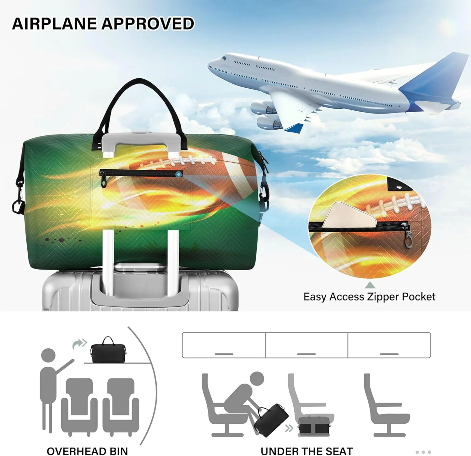 Exnundod Women Weekender Bags Old Classic Leather Rugby Ball Travel Duffel Bags Carry On Overnight Bag Fire Flame Large Hospital Tote Luggage