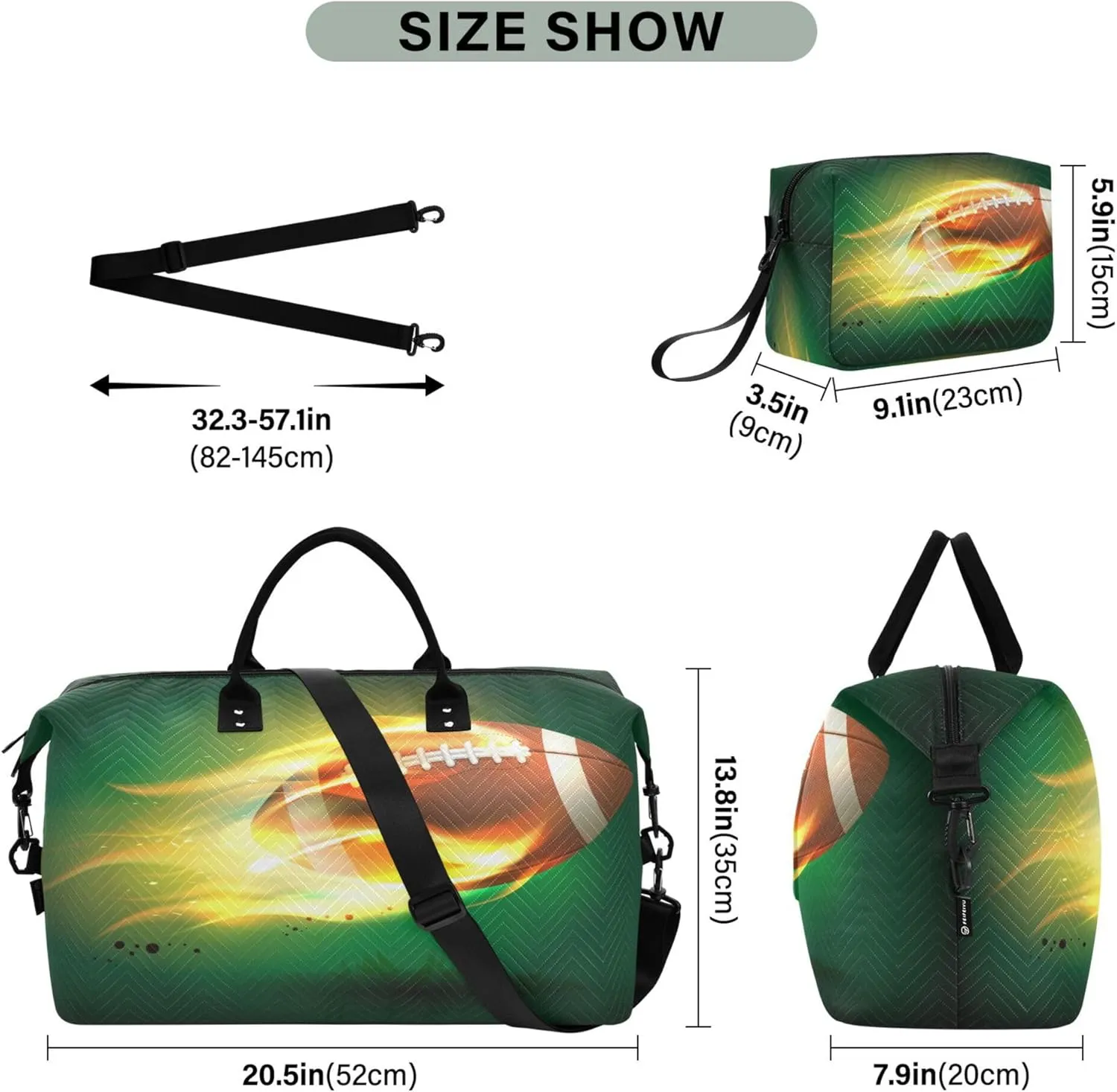 Exnundod Women Weekender Bags Old Classic Leather Rugby Ball Travel Duffel Bags Carry On Overnight Bag Fire Flame Large Hospital Tote Luggage
