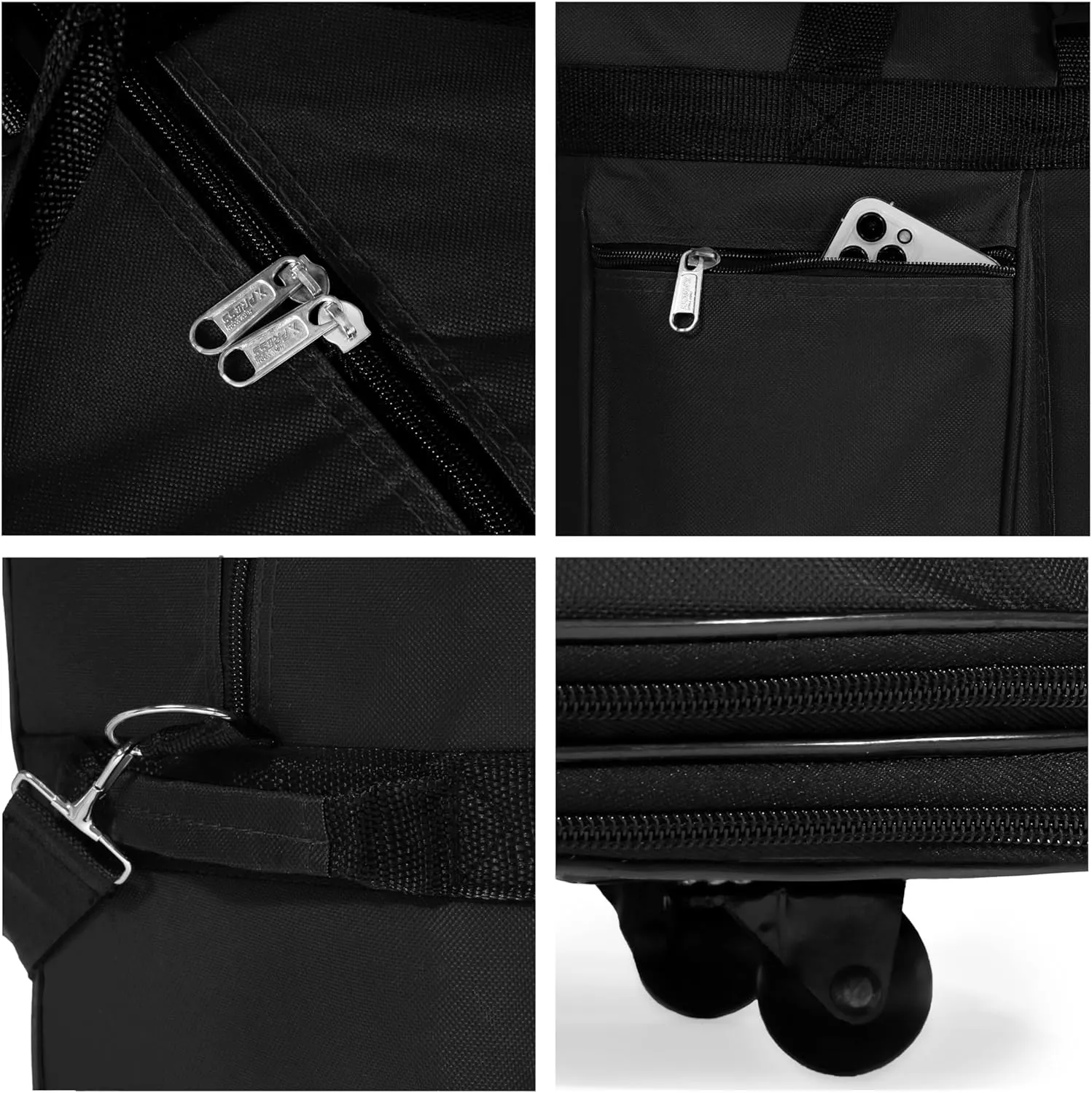 Expandable Lightweight Duffle Bag (40"") Rolling wheeled Spinner Suitcase Luggage for Travel and Storage (Red Trim), BLK1PK40
