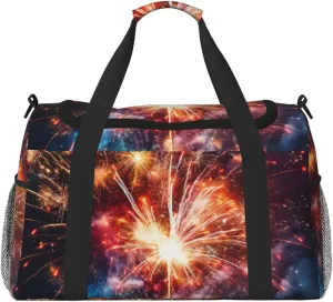 Explosion Firework Travel Duffel Bag Lightweight Waterproof Carry On Tote Bag Foldable Weekender Overnight Bags Sport Gym Bag For Women Men