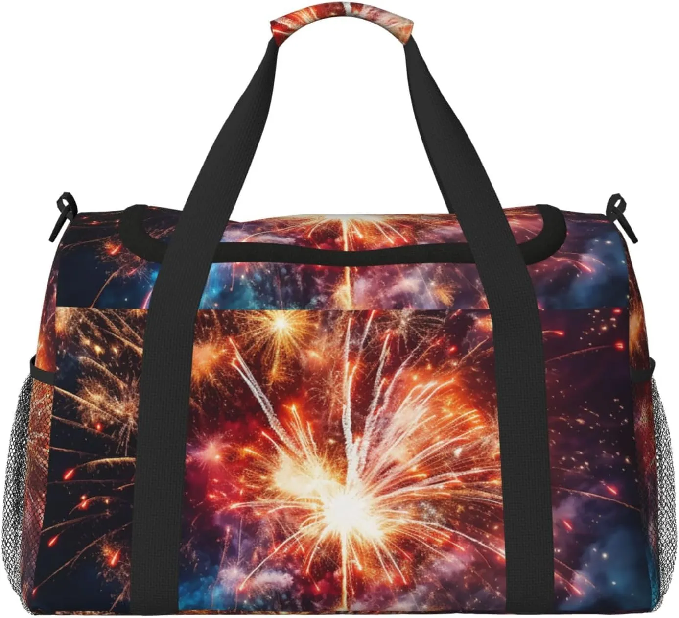 Explosion Firework Travel Duffel Bag Lightweight Waterproof Carry On Tote Bag Foldable Weekender Overnight Bags Sport Gym Bag For Women Men