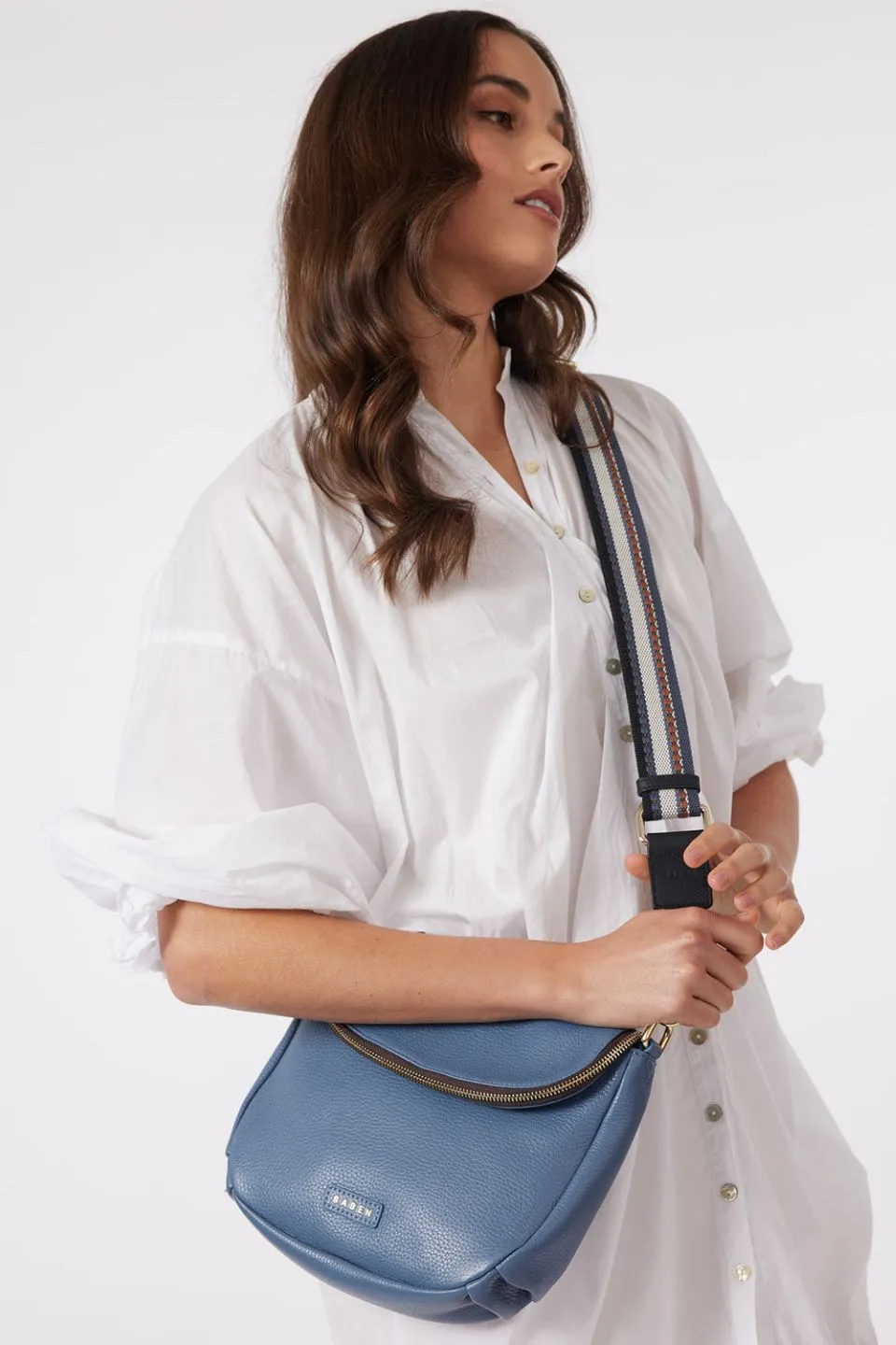 Feature Black   White   Navy Webbing Strap