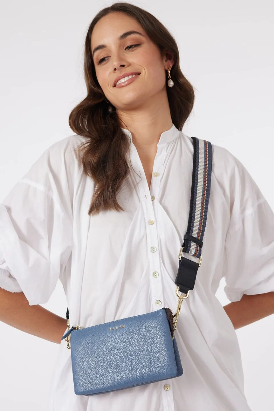 Feature Black   White   Navy Webbing Strap