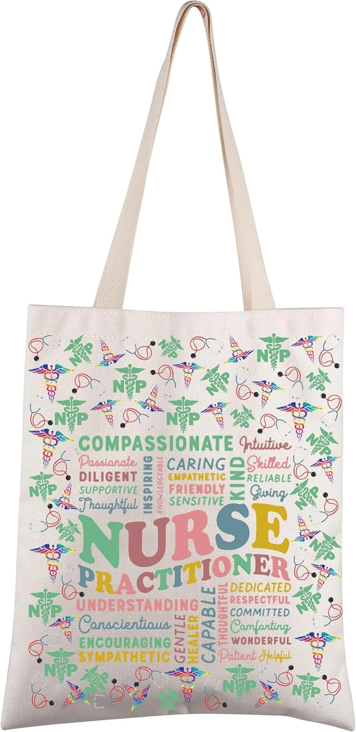 FEELMEM Nurse Practitioner Tote Bag NP Gift Nurse Appreciation Gift NP Graduation Shoulder Bag Future Nurse Practitioner Gift