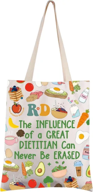 FEELMEM Nutritionist Gift Dietitian Thank You Gift The Influence of A Great Dietitian Can Never Be Erased Tote Bag