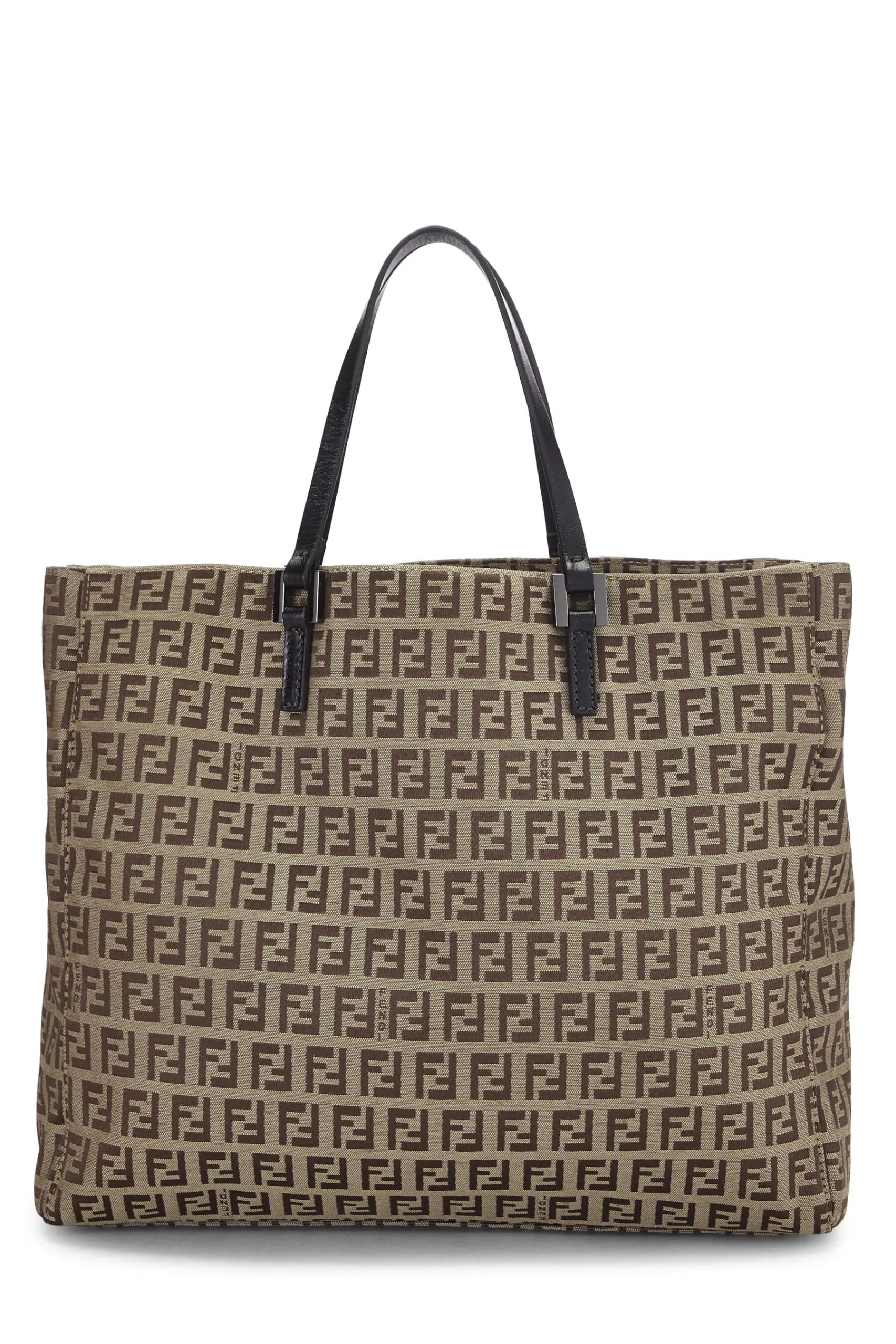 Fendi,  Brown Zucchino Canvas Tote Small, Brown