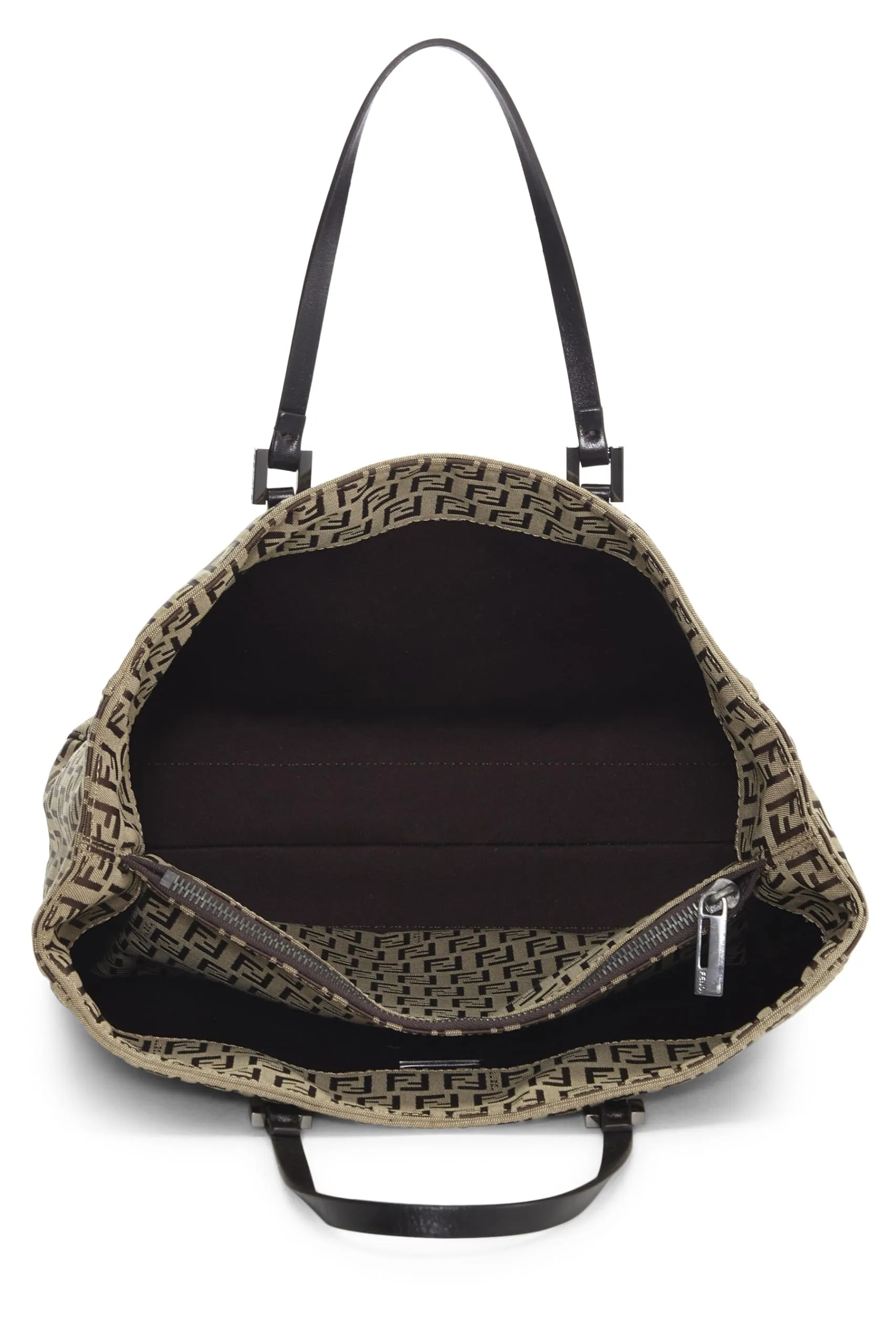Fendi,  Brown Zucchino Canvas Tote Small, Brown