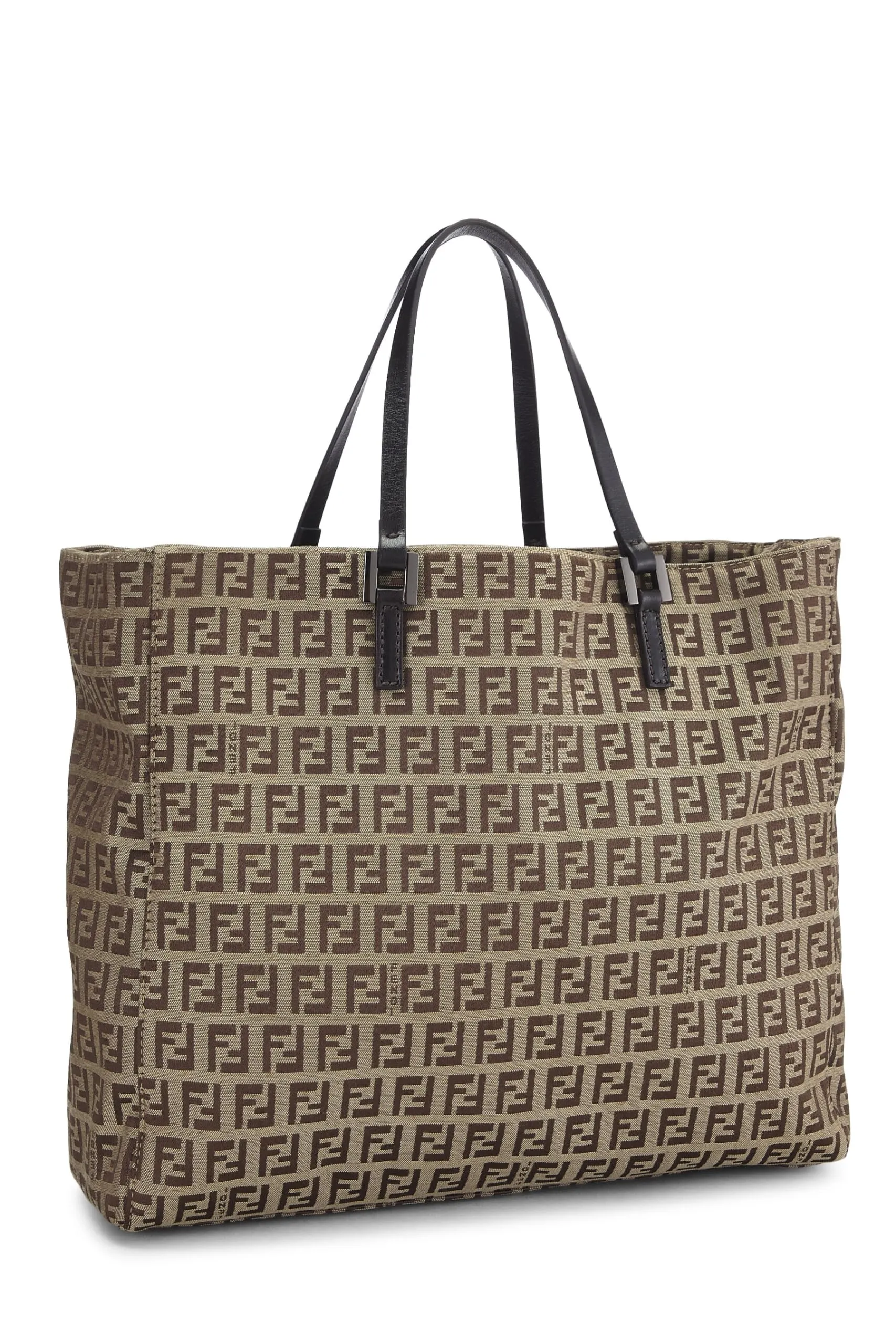 Fendi,  Brown Zucchino Canvas Tote Small, Brown