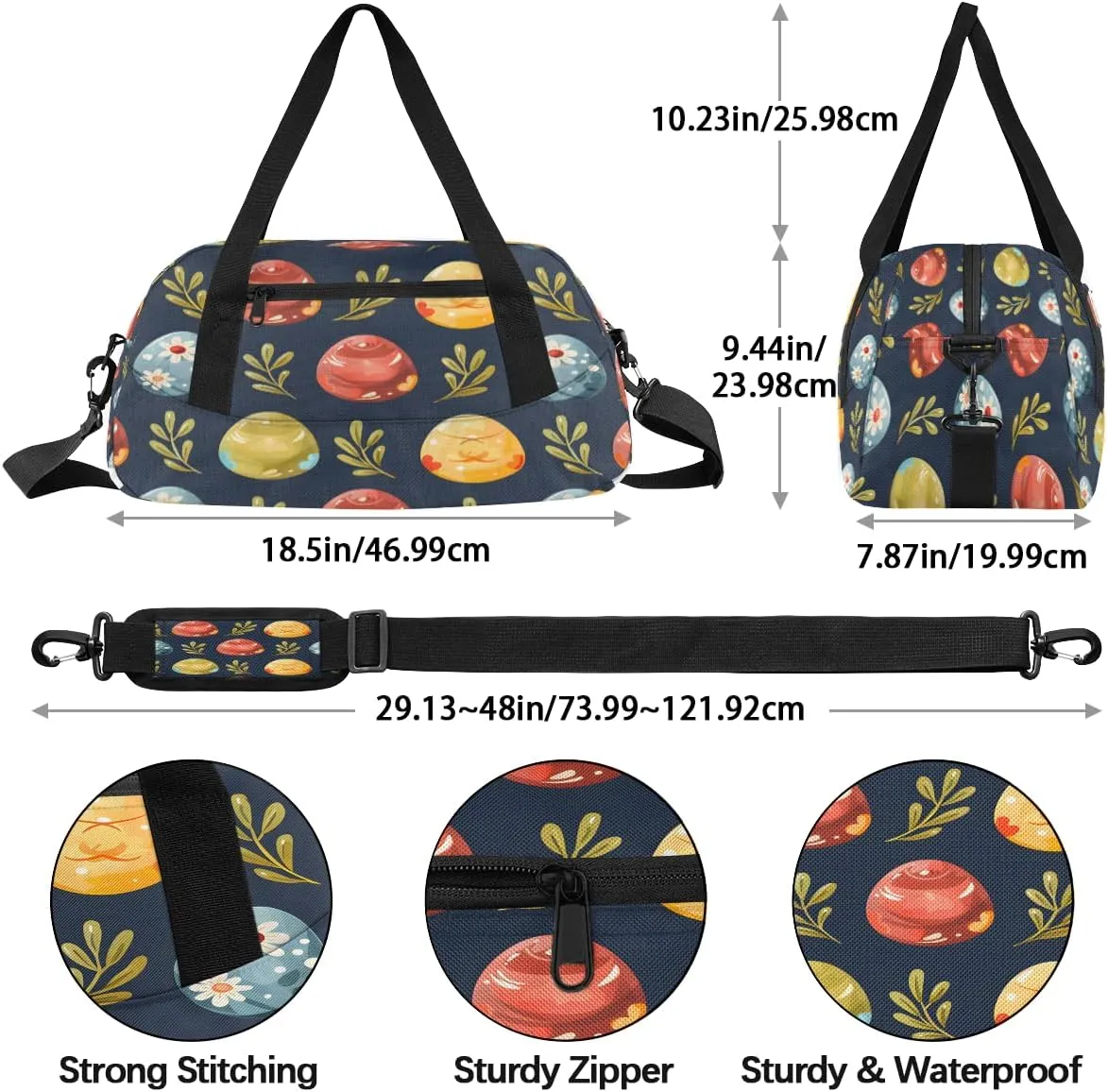 Festivals - Easter Kids Duffle Bag Boys Girls Small Sport Dance Gym Bag for Overnight Travel Weekender Carry On