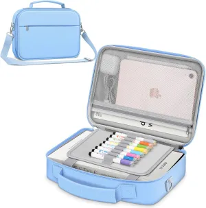 FINPAC Large Bible Cover w/Shoulder Strap, Carrying Book Case Church Bag Bible Protective w/Pen Slots and Zippered Pocket, Gift for Women Lady, Pastel Blue