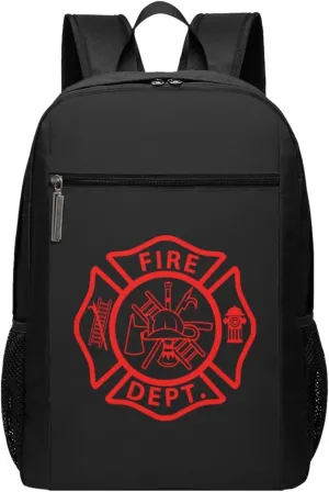 Firefighter Volunteer Fire Department Travel Laptop Backpack, Business Anti Theft Slim Sturdy Laptops Backpacks, College Computer Bag Gift for Men & Women Fits 17 Inch Notebook,Black