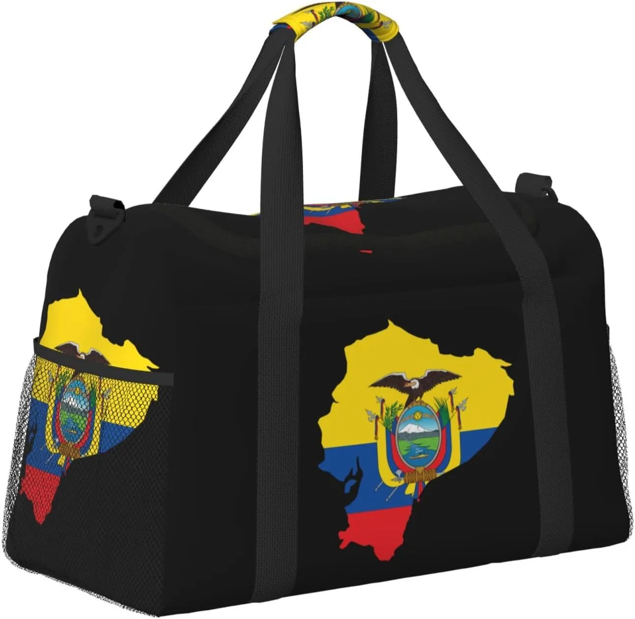 Flag Map Of Ecuador Travel Duffel Bag Large Foldable Waterproof Overnight Bag For Beach Swim Bags Pool Sports Gym