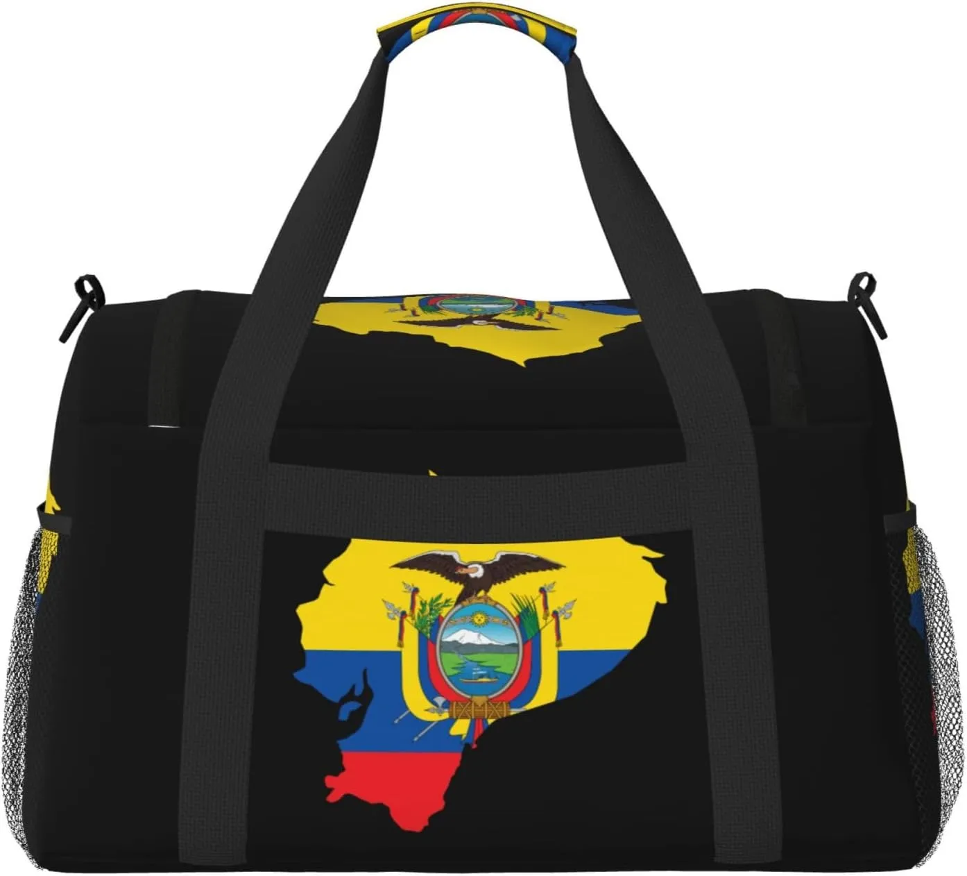 Flag Map Of Ecuador Travel Duffel Bag Large Foldable Waterproof Overnight Bag For Beach Swim Bags Pool Sports Gym