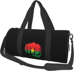 Flag of Burkina Faso Fist Power Convertible Garment Bag with Shoulder Strap, Carry on Garment Duffel Bag for Men Women - Rolling Foldable for Travel Luggage Bags (Black)