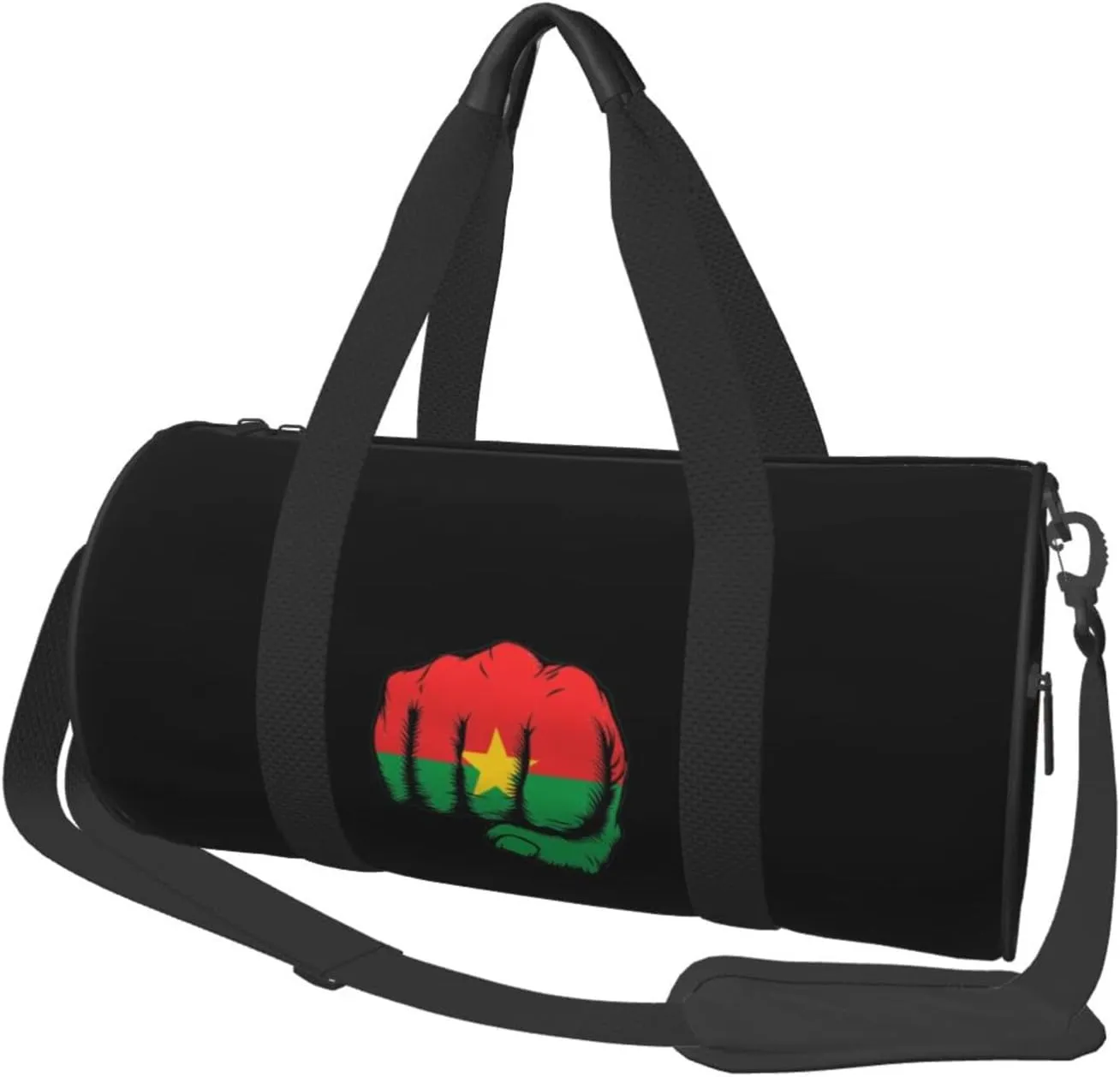 Flag of Burkina Faso Fist Power Convertible Garment Bag with Shoulder Strap, Carry on Garment Duffel Bag for Men Women - Rolling Foldable for Travel Luggage Bags (Black)