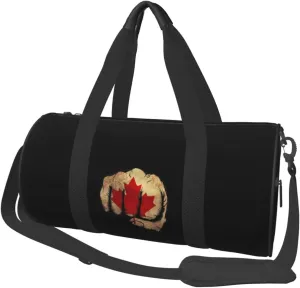Flag of Canada Fist Power Convertible Garment Bag with Shoulder Strap, Carry on Garment Duffel Bag for Men Women - Rolling Foldable for Travel Luggage Bags (Black)
