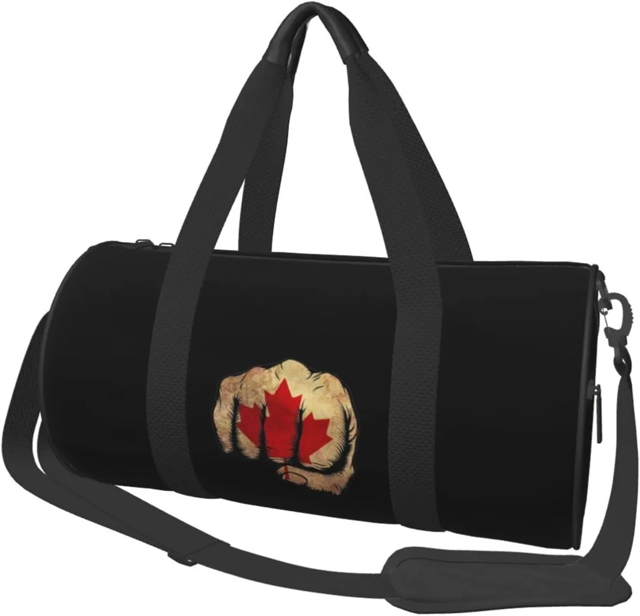 Flag of Canada Fist Power Convertible Garment Bag with Shoulder Strap, Carry on Garment Duffel Bag for Men Women - Rolling Foldable for Travel Luggage Bags (Black)