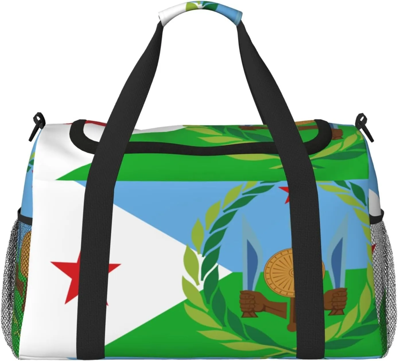 Flag Of Djibouti Travel Duffel Bag Large Foldable Waterproof Overnight Bag For Beach Swim Bags Pool Sports Gym