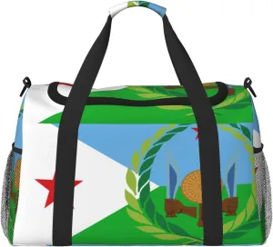 Flag Of Djibouti Travel Duffel Bag Large Foldable Waterproof Overnight Bag For Beach Swim Bags Pool Sports Gym