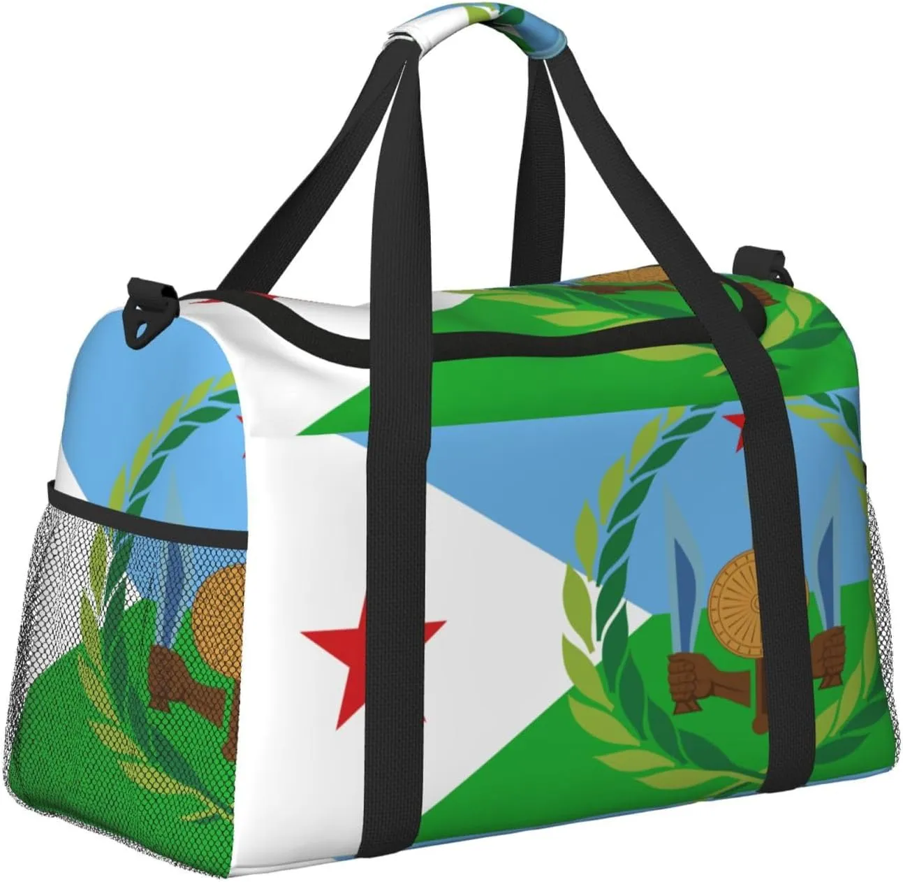 Flag Of Djibouti Travel Duffel Bag Large Foldable Waterproof Overnight Bag For Beach Swim Bags Pool Sports Gym