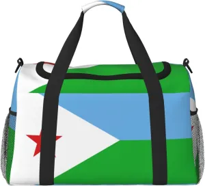 Flag Of Djibouti Travel Duffel Bag Large Foldable Waterproof Overnight Bag For Beach Swim Bags Pool Sports Gym