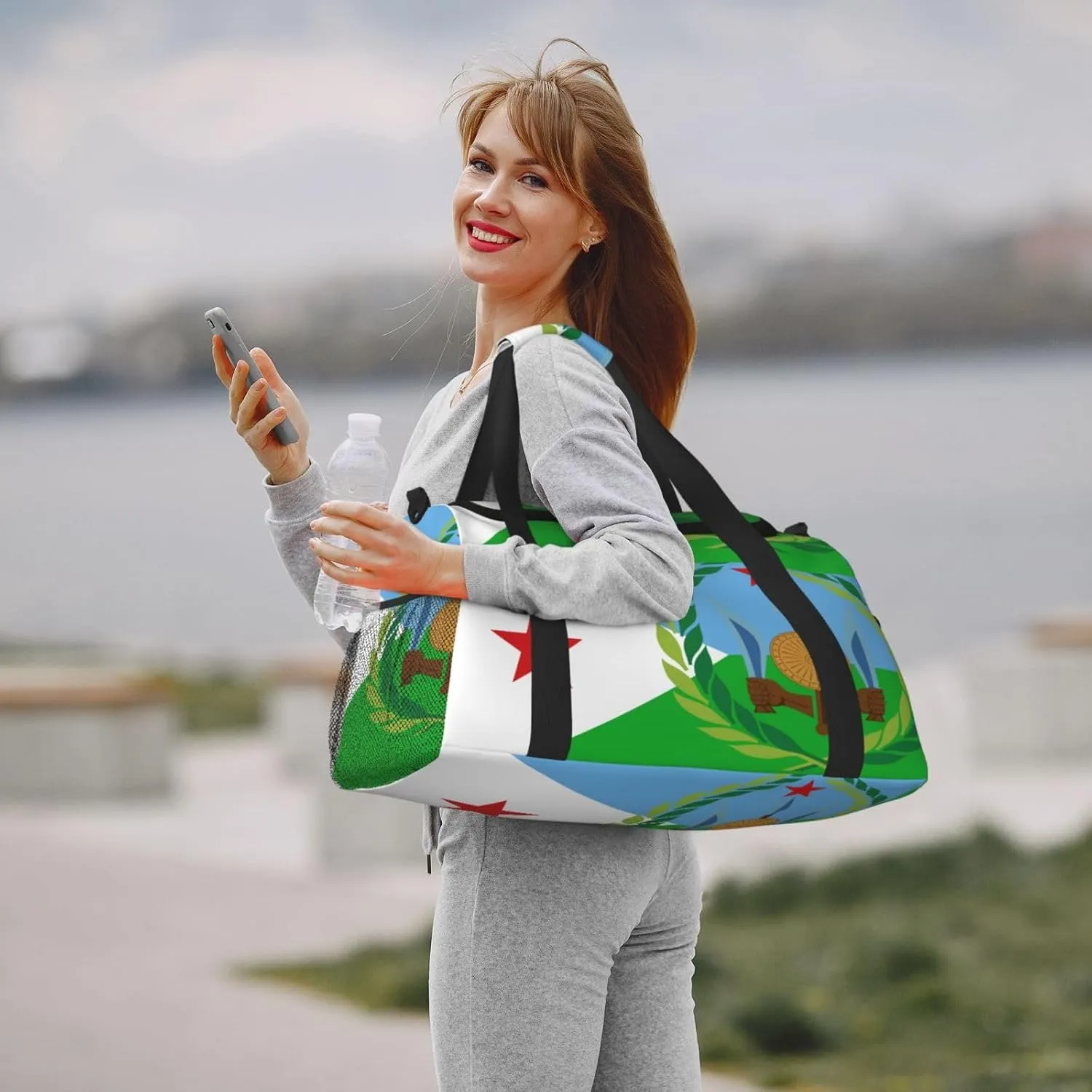 Flag Of Djibouti Travel Duffel Bag Large Foldable Waterproof Overnight Bag For Beach Swim Bags Pool Sports Gym