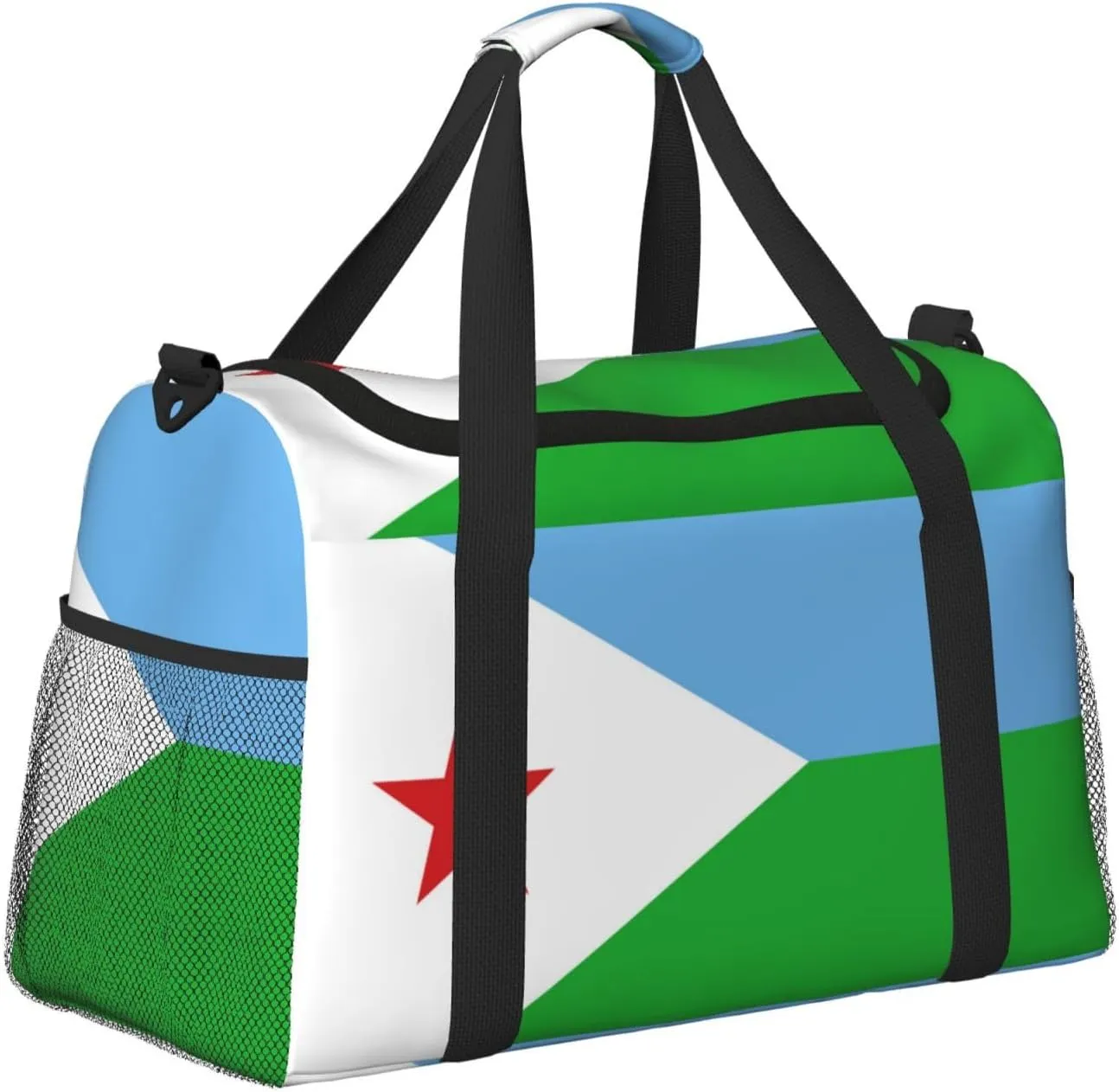 Flag Of Djibouti Travel Duffel Bag Large Foldable Waterproof Overnight Bag For Beach Swim Bags Pool Sports Gym